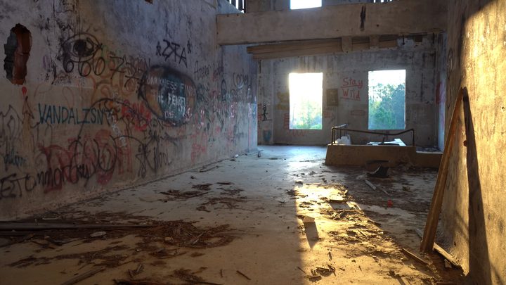 Inside the abandoned building