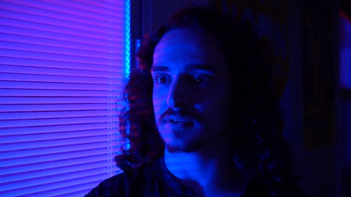 Blue neon close-up