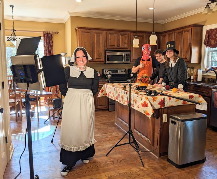 Lighting the kitchen set for one of DON'T's fake trailers