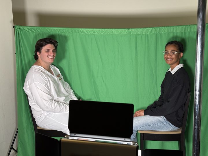 Green-screen setup on the Page Turner set