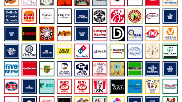 A wall of local business partner logos