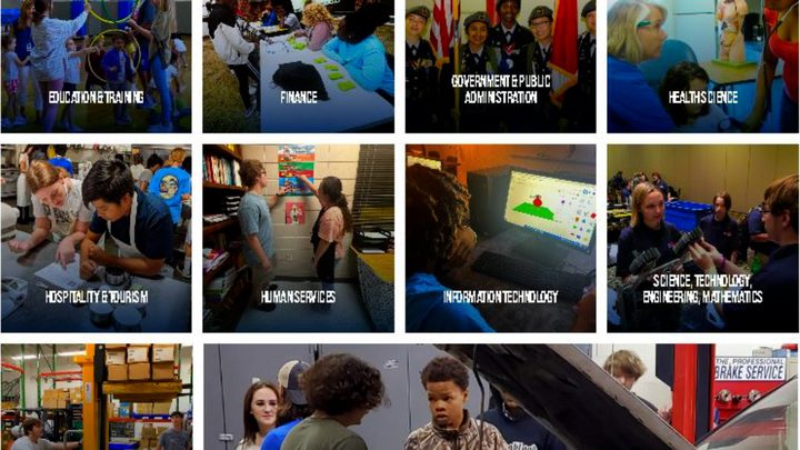 A grid of career pathway photos