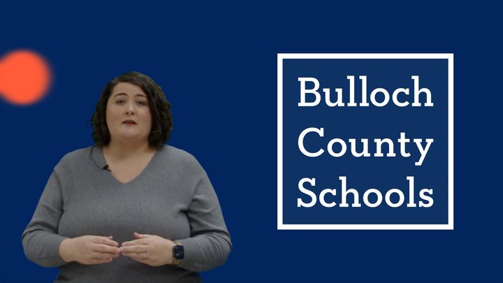The Bulloch County Schools logo beside the speaker