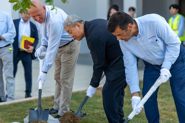Shovels in for the ceremonial tree planting