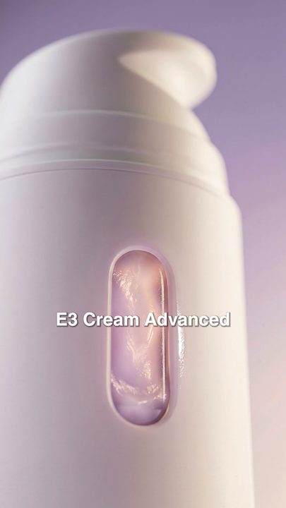 Macro shot of a lavender skincare pump bottle