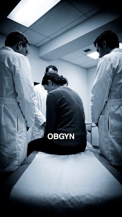 A black-and-white exam room scene labeled OBGYN