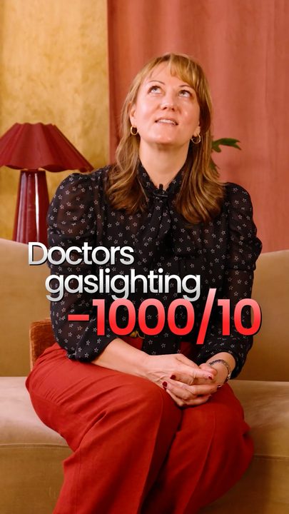 Kyra looking up under a 'Doctors gaslighting -1000/10' title