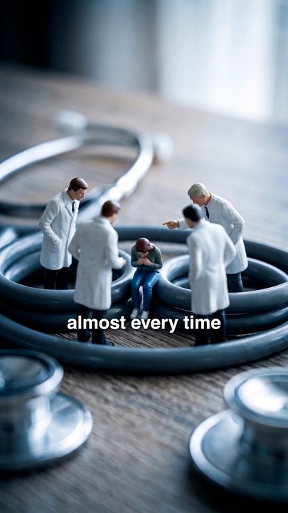 Miniature doctor figures standing inside the coils of a stethoscope