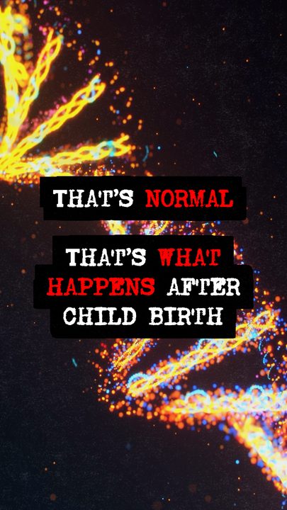 Stacked 'That's normal' captions over a glowing DNA strand