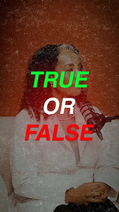 'TRUE OR FALSE' in bold green and red over the podcast set