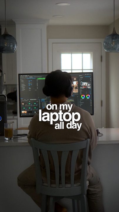 A man working at a laptop under 'on my laptop all day'